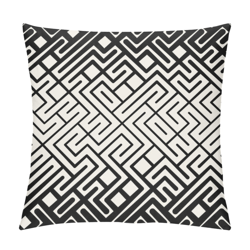 Personality  Vector Seamless  Black and White Stripes Line Geometric Maze Square Pattern pillow covers