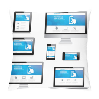 Personality  Modern Responsive Web Design Computer, Laptop, Tablet And Smartphone Vectors Pillow Covers