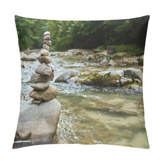 Personality  Stones Arranged In Zen Towers  Pillow Covers