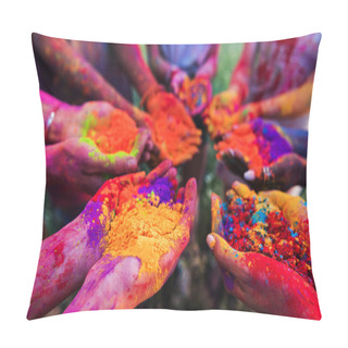 Personality  Colorful Powder In Hands  Pillow Covers