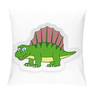 Personality  Cartoon Dimetrodon Cute Little Baby Dinosaur Sticker. Vector Pillow Covers
