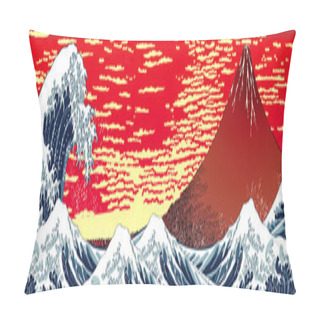 Personality  Off The Coast Of Kanagawa & Kaifu Kaisei Red Long Version Pillow Covers