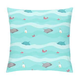 Personality  Vector Seamless Pattern With Marine Animals And Pirate Accessories Pillow Covers