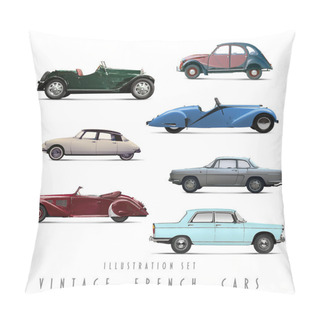 Personality  Illustration Set Vintage French Cars Pillow Covers