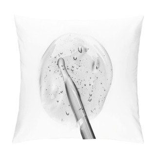 Personality  Cream Gel Transparent Cosmetic Sample Texture With Bubbles Isolated On White Background. Cosmetic Cream Transparent Gel Serum Texture With Micro Bubble On White Background Beauty Concept Pillow Covers