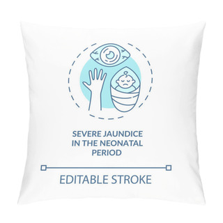 Personality  Severe Jaundice In Neonatal Period Concept Icon. Congenital Hearing Loss Idea Thin Line Illustration. Complications After Birth. Vector Isolated Outline RGB Color Drawing. Editable Stroke Pillow Covers