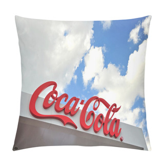 Personality  MOSCOW, RUSSIA - JUNE 22: Logo Of Coca-Cola Company, Moscow On June 22, 2018. Coca-Cola Company Is  American Corporation, Manufacturer And Retailer. Pillow Covers
