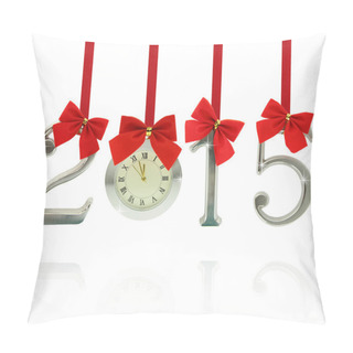 Personality  2015 Number Ornaments With Clock Hanging On Red Ribbons Pillow Covers