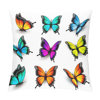 Personality  Collection Of Colorful Butterflies, Flying In Different Directio Pillow Covers