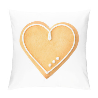 Personality  Decorated Heart Shaped Cookie On White Background, Top View Pillow Covers