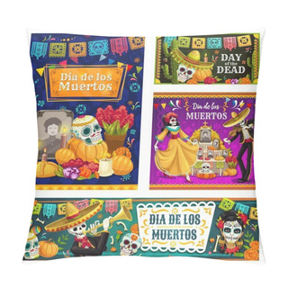 Personality  Day Of The Dead Mexican Sugar Skulls, Skeletons Pillow Covers