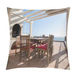 Personality  Outdoor Dining Area With Table And Chairs On A Paved Terrace Pillow Covers