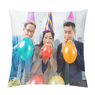 Personality  Business Colleagues Blowing Up Balloons Pillow Covers