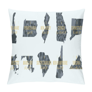 Personality  Set 1 Of 5 Division United States Into Counties, Political And Geographic Subdivisions Of A States, Highly Detailed Vector Maps With Names And Territory Nicknames Pillow Covers