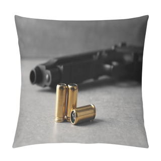 Personality  Gun On Gray Table Pillow Covers