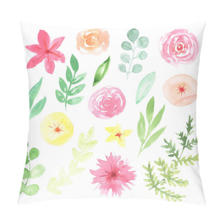 Personality  Watercolor Delicate Pink Flowers And Leaves Pillow Covers