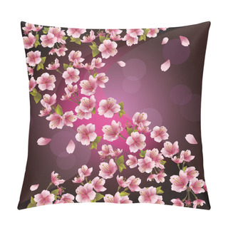 Personality  Background With Sakura - Japanese Cherry Tree, Vector Pillow Covers