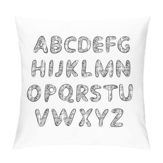 Personality  Hand Drawn And Sketched Classic Font Pillow Covers