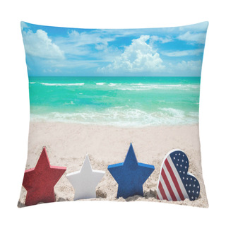 Personality  Patriotic USA Background On The Sandy Beach Pillow Covers
