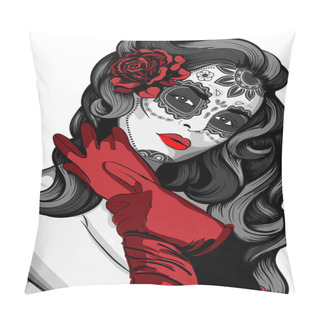 Personality  Sugar Skull Lady With Paint For Day Of The Dead (Dia De Los Muertos) Pillow Covers