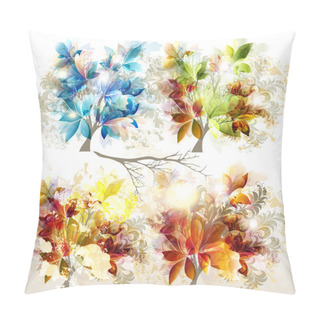 Personality  Collection Of Vector Colorful Trees For Design Pillow Covers