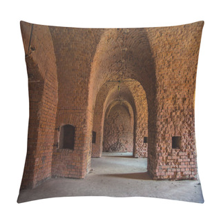 Personality  Corridors Of The Old Fortification Structure Of Red Brick Pillow Covers