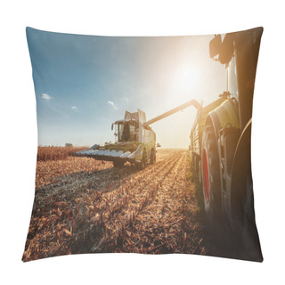 Personality  Shot Of A Harvester In The Field Pillow Covers