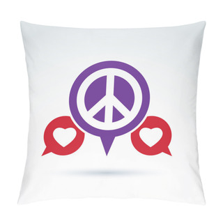 Personality  Round Antiwar And Love Vector Icons, Speech Bubbles With Peace A Pillow Covers