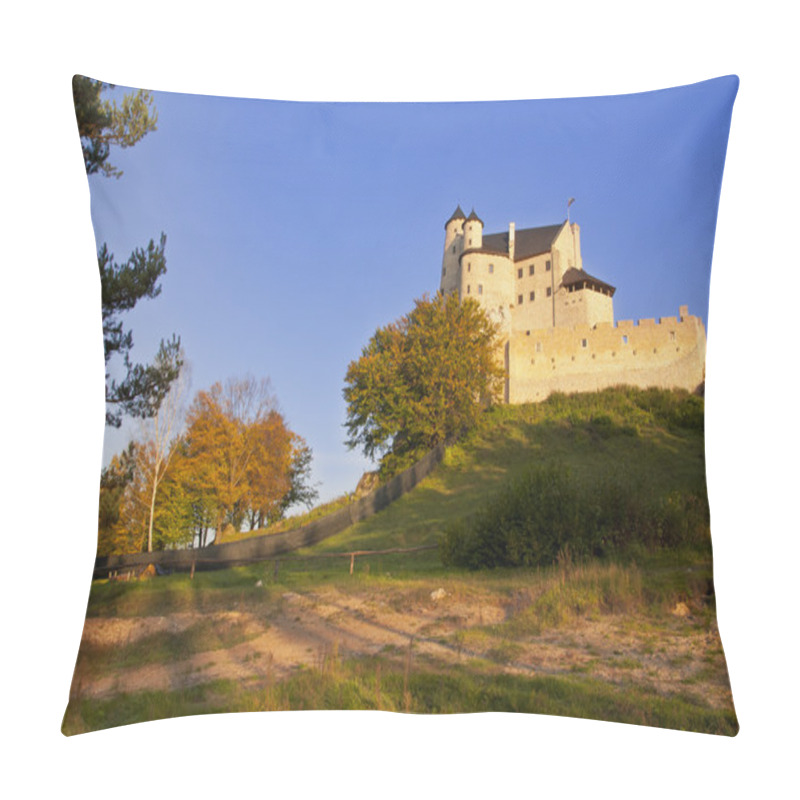Personality  Autumn view of the beauty medieval castle in Bobolice, Poland pillow covers