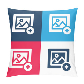 Personality  Add Image Blue And Red Four Color Minimal Icon Set Pillow Covers