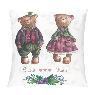 Personality  Cute Teddy Bears Couple. Pillow Covers