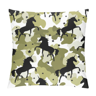 Personality  Unicorn. Camouflage, Khaki Pattern Pillow Covers