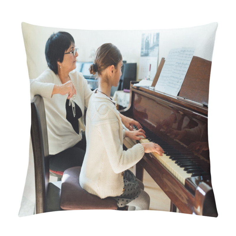 Personality  piano lessons at  music school pillow covers