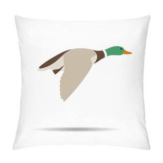 Personality  Flying Duck Cartoon Isolated Vector For Logotype.  Pillow Covers