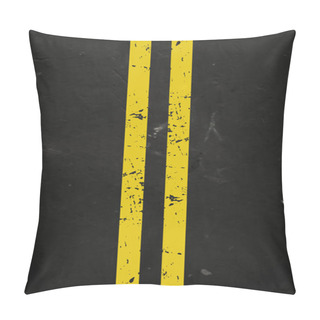 Personality  Vector Textured Asphalt Road With Cracked Yellow Marking Pillow Covers