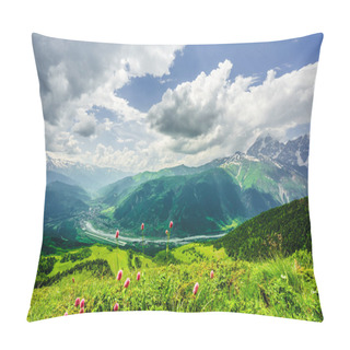 Personality  View On Mountain Landscape Of Svaneti By Mestia In Svaneti, Georgia Pillow Covers