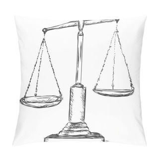 Personality  Vector Sketch Illustration - Antique Scales Pillow Covers