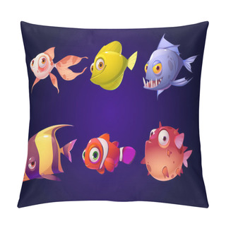 Personality  Sea Fish, Tropical Colorful Aquarium Creatures Set Pillow Covers