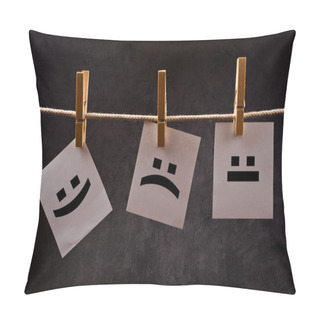 Personality  Emoticons On Note Paper Attched To Rope With Clothes Pins Pillow Covers