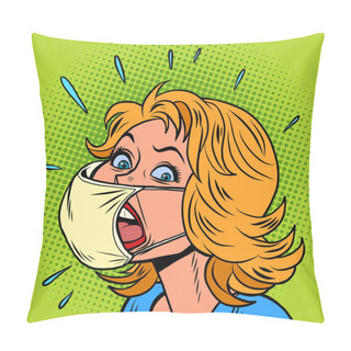 Personality  Female Patient Coughs, Coronavirus Infection Pillow Covers