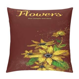 Personality  Vector Card With Stylized Flowers. Pillow Covers