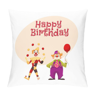 Personality  Two Cheerful Clown On A Holiday Pillow Covers