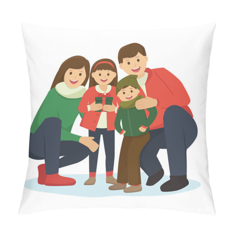 Personality  Happy family in Christmas theme clothes pillow covers