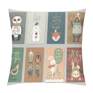 Personality  Christmas Card Set, Hand Drawn Style. Pillow Covers