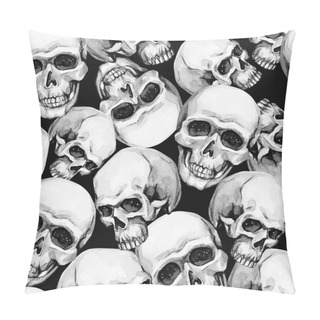 Personality  Watercolor Seamless Pattern Skulls.  Pillow Covers