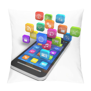 Personality  Smartphone With Cloud Of Application Icons Pillow Covers