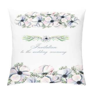 Personality  Floral Design Card With Watercolor White Anemones Pillow Covers