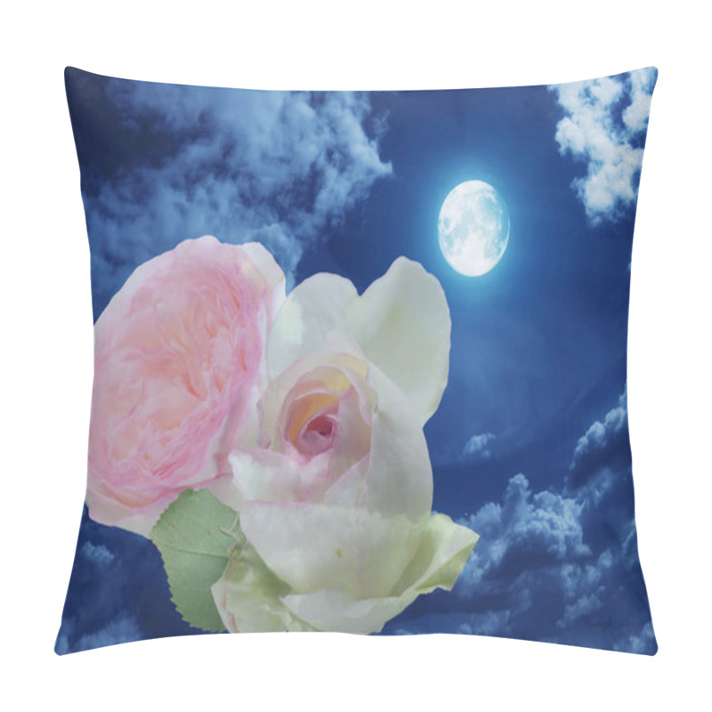 Personality  English rose on a full moon night pillow covers