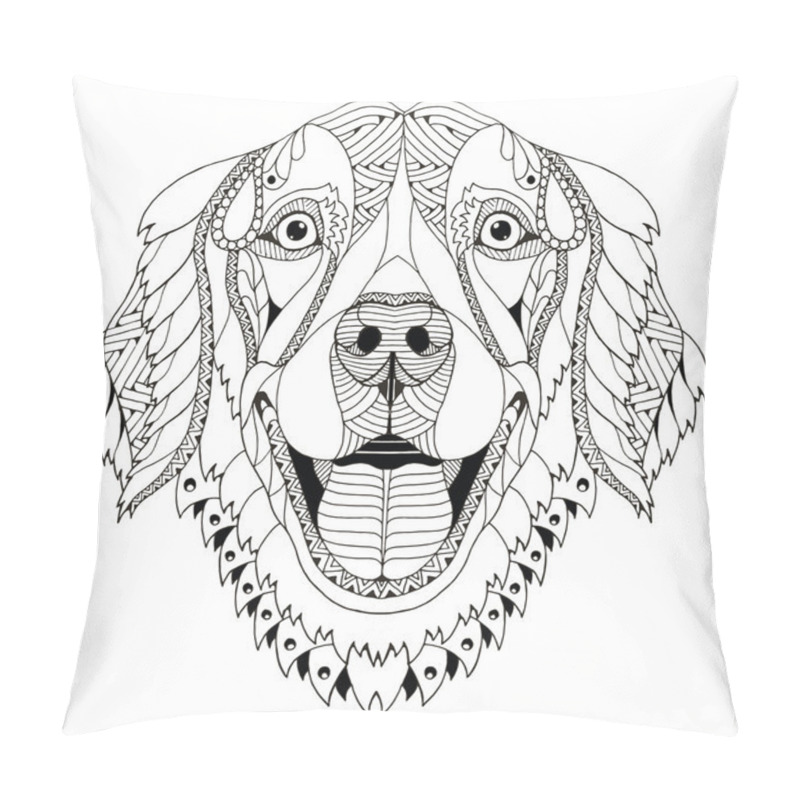 Personality  Golden Retriever Dog Zentangle Stylized Head, Freehand Pencil, Hand Drawn, Pattern. Zen Art. Ornate Vector. Pillow Covers