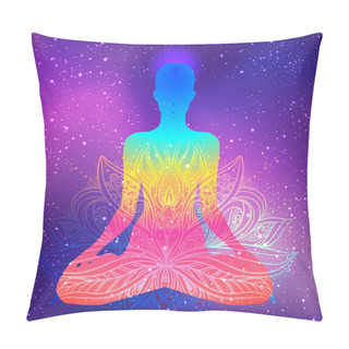 Personality  Sitting Buddha Silhouette. Vintage Decorative Vector Illustratio Pillow Covers